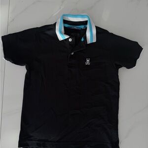 Psycho Bunny Black Polo with Aqua and White Collar